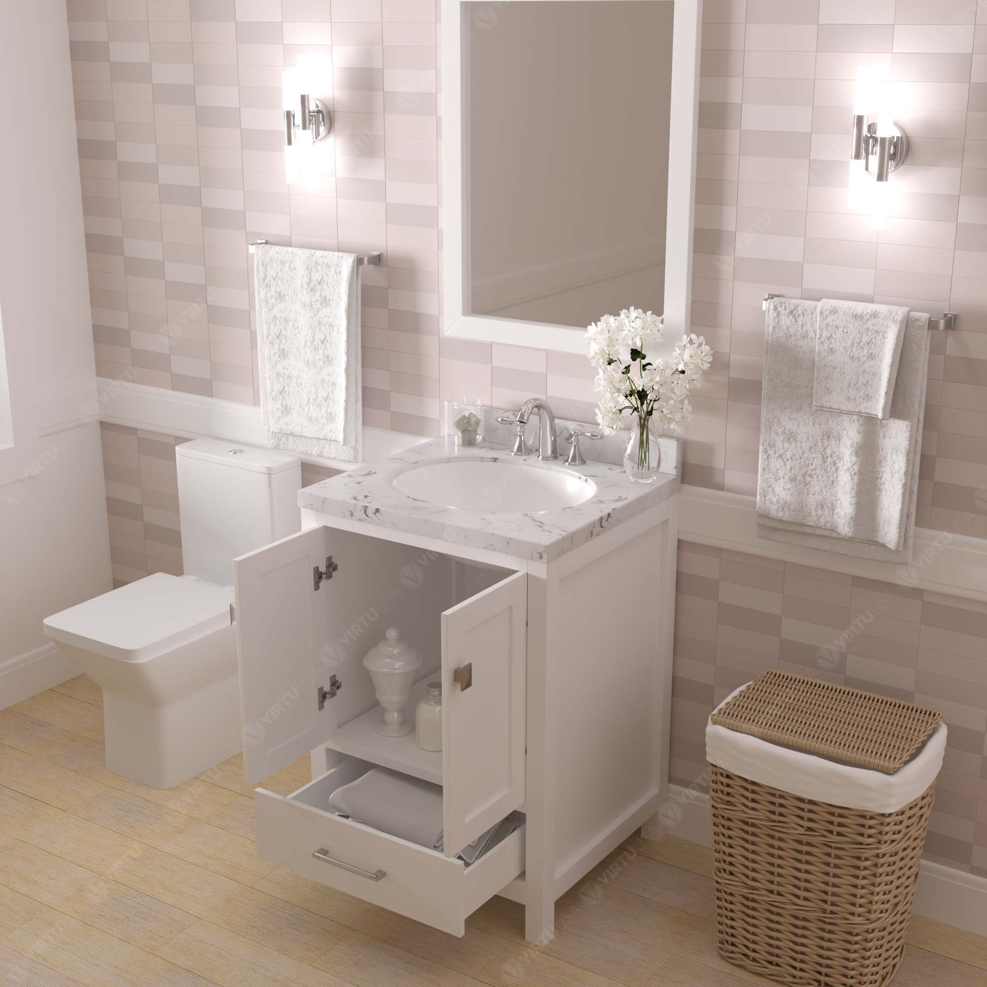 Bathroom Vanities Virtu Usa, Carnet 24 Wall Mounted Single Bathroom Vanity Set