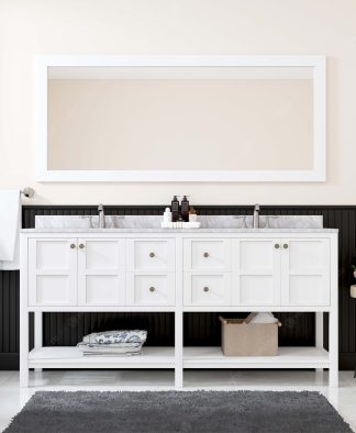 Winterfell 72" Double Bath Vanity in White with White Marble Top and Square Sinks