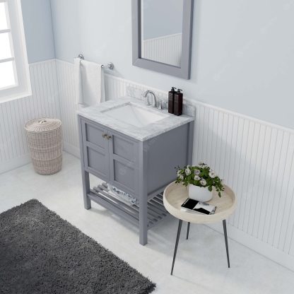 Winterfell 30" Single Bath Vanity in Gray with White Marble Top and Square Sink
