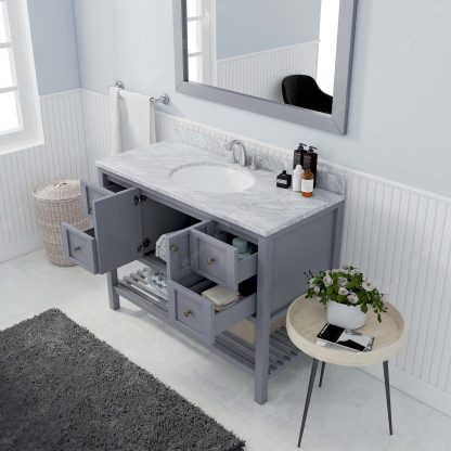 Winterfell 48" Single Bath Vanity in Gray with White Marble Top and Round Sink