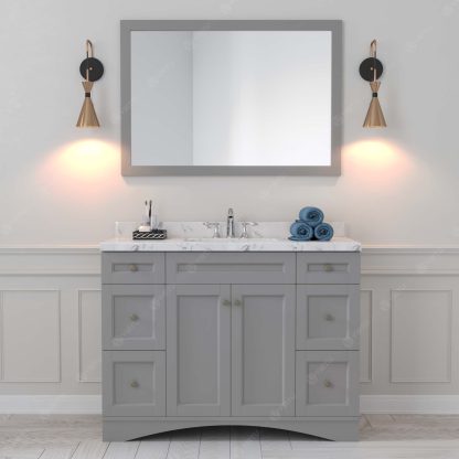 Elise 48" Single Bath Vanity in Gray with Cultured Marble Quartz Top and Square Sink with Matching Mirror
