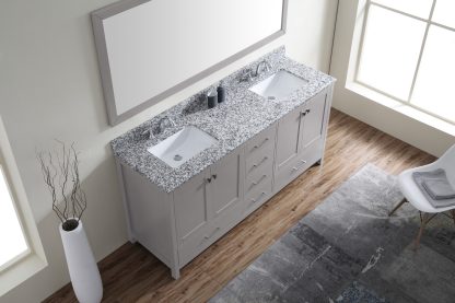Caroline Madison 72" Double Bath Vanity in Cashmere Gray with White Granite Top and Square Sinks