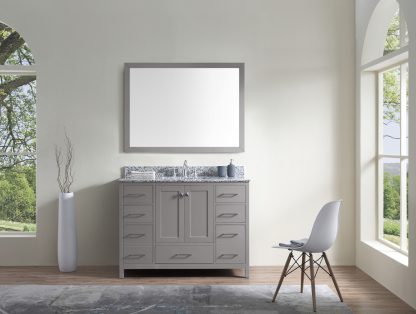 Caroline Madison 48" Single Bath Vanity in Cashmere Gray with White Granite Top and Square Sink