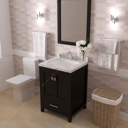 Caroline Avenue 24" Single Bath Vanity in Espresso with Cultured Marble Quartz Top and Square Sink with Matching Mirror