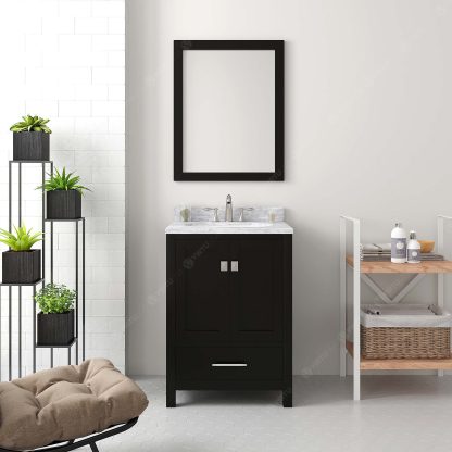 Caroline Avenue 24" Single Bath Vanity in Espresso with White Marble Top and Square Sink