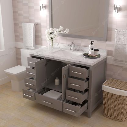 Caroline Avenue 48" Single Bath Vanity in Cashmere Gray with Cultured Marble Quartz Top and Square Sink with Matching Mirror