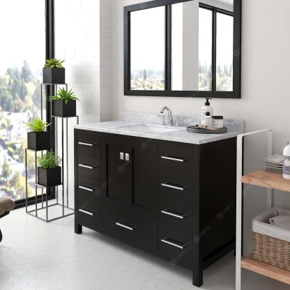 Caroline Avenue 48" Single Bath Vanity in Espresso with White Marble Top and Square Sink