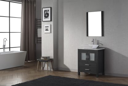 Dior 28" Single Bath Vanity in Zebra Gray with White Marble Top and Square Sink with Matching Mirror