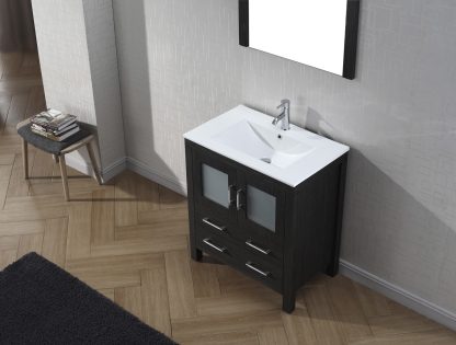 Dior 30" Single Bath Vanity in Zebra Gray with White Ceramic Top and Integrated Square Sink with Matching Mirror