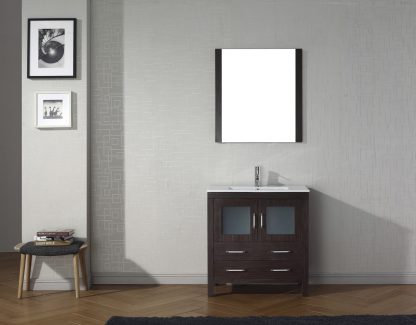 Dior 32" Single Bath Vanity in Espresso with White Ceramic Top and Integrated Square Sink with Matching Mirror