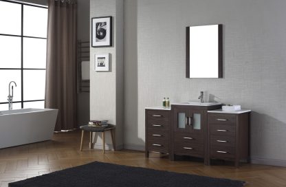 Dior 60" Single Bath Vanity in Espresso with White Ceramic Top and Integrated Square Sink with Matching Mirror