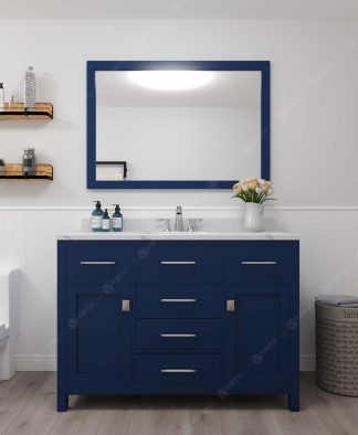 Caroline 48" Single Bath Vanity in French Blue with Calacatta Quartz Top and Round Sink