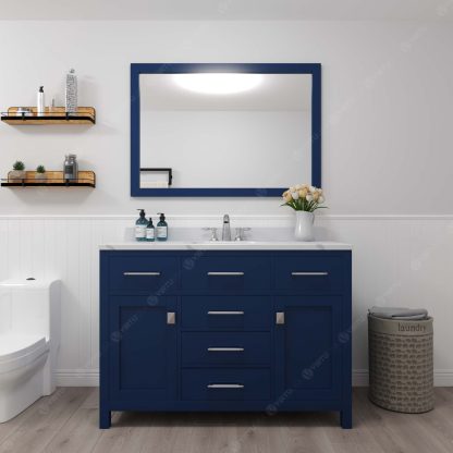 Caroline 48" Single Bath Vanity in French Blue with Calacatta Quartz Top and Square Sink
