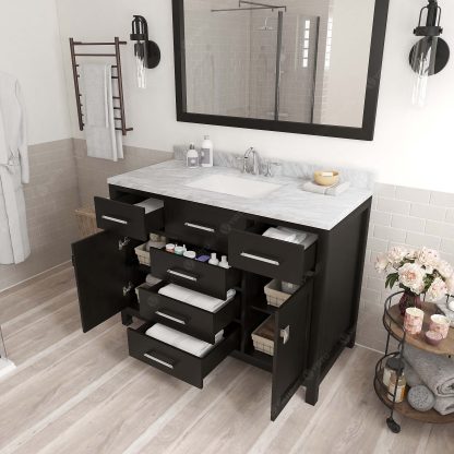 Caroline 48" Single Bath Vanity in Espresso with White Marble Top and Square Sink