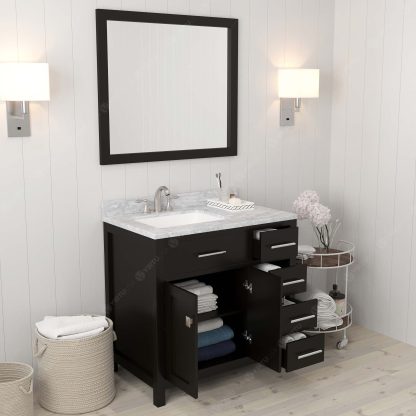 Caroline Parkway 36" Single Bath Vanity in Espresso with White Marble Top and Square Sink