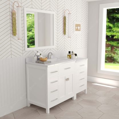Caroline Parkway 57" Single Bath Vanity in White with Calacatta Quartz Top and Square Sink
