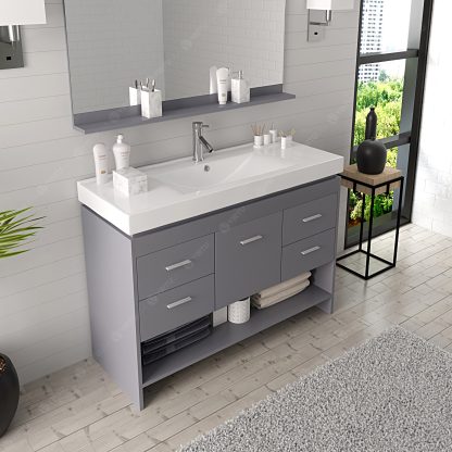 Gloria 48" Single Bath Vanity in Gray and Square Sink with Matching Mirror