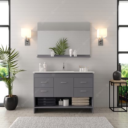 Gloria 48" Single Bath Vanity in Gray with White Ceramic Top and Integrated Square Sink