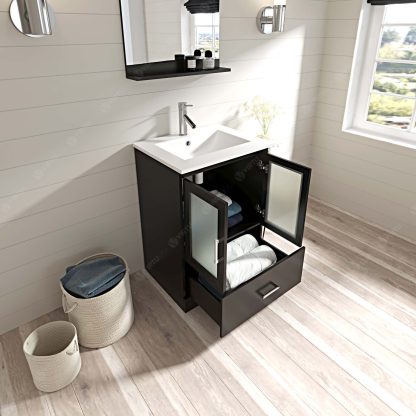 Zola 24" Single Bath Vanity in Espresso with White Ceramic Top and Integrated Square Sink
