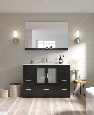 Zola 48" Single Bath Vanity in Espresso with White Ceramic Top and Integrated Square Sink with Matching Mirror